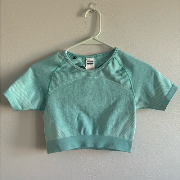 GYMSHARK Cropped Keyhole Back Short Sleeve Shirt M - Picture 1 of 7